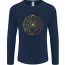 Spiritual Yoga Meditation Peace Mens Long Sleeve T-Shirt Navy Blue