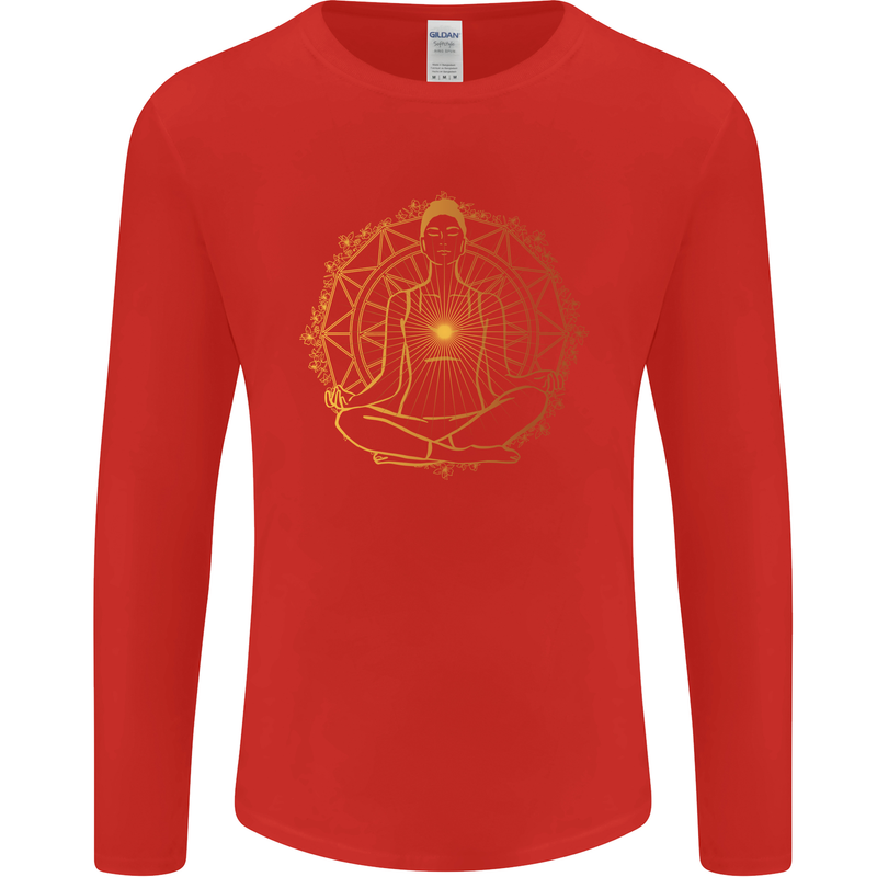 Spiritual Yoga Meditation Peace Mens Long Sleeve T-Shirt Red