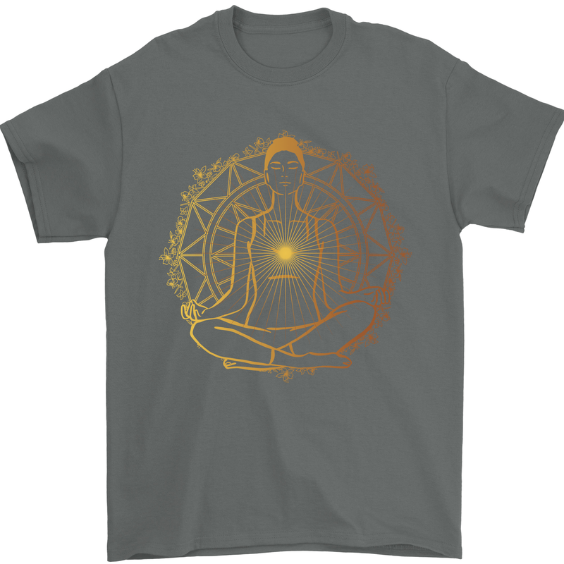 Spiritual Yoga Meditation Peace Mens T-Shirt Cotton Gildan Charcoal