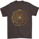 Spiritual Yoga Meditation Peace Mens T-Shirt Cotton Gildan Dark Chocolate