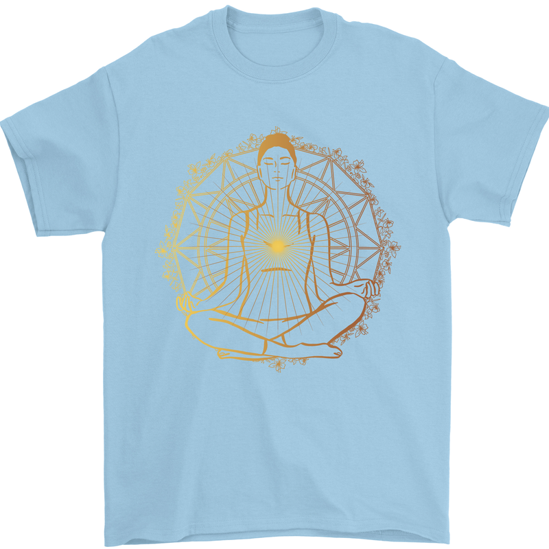 Spiritual Yoga Meditation Peace Mens T-Shirt Cotton Gildan Light Blue
