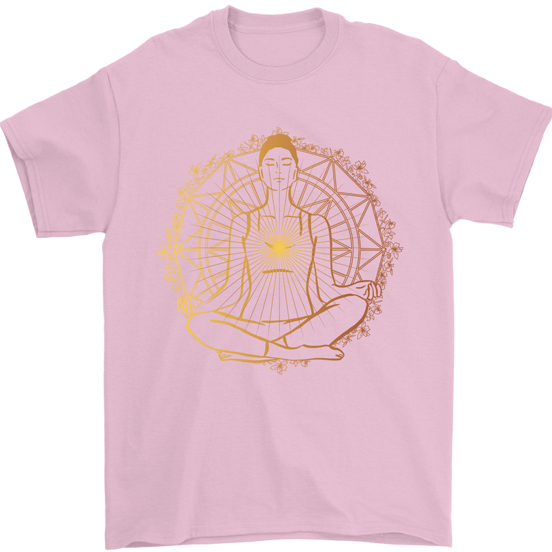 Spiritual Yoga Meditation Peace Mens T-Shirt Cotton Gildan Light Pink
