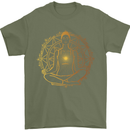 Spiritual Yoga Meditation Peace Mens T-Shirt Cotton Gildan Military Green