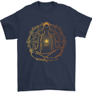 Spiritual Yoga Meditation Peace Mens T-Shirt Cotton Gildan Navy Blue