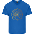 Spiritual Yoga Meditation Peace Mens V-Neck Cotton T-Shirt Royal Blue