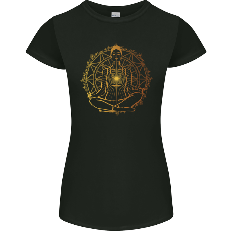 Spiritual Yoga Meditation Peace Womens Petite Cut T-Shirt Black