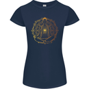 Spiritual Yoga Meditation Peace Womens Petite Cut T-Shirt Navy Blue
