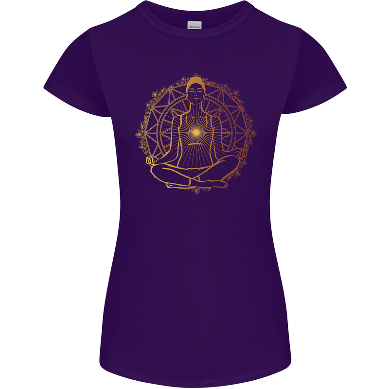 Spiritual Yoga Meditation Peace Womens Petite Cut T-Shirt Purple