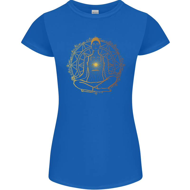 Spiritual Yoga Meditation Peace Womens Petite Cut T-Shirt Royal Blue