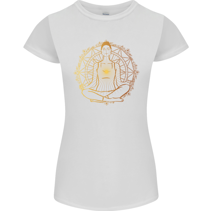 Spiritual Yoga Meditation Peace Womens Petite Cut T-Shirt White