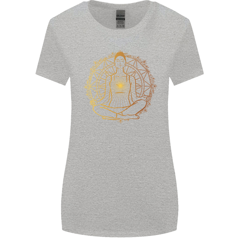 Spiritual Yoga Meditation Peace Womens Wider Cut T-Shirt Sports Grey