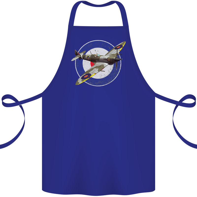 Spitfire MOD RAF WWII Fighter Plane British Cotton Apron 100% Organic Royal Blue