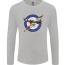 Spitfire MOD RAF WWII Fighter Plane British Mens Long Sleeve T-Shirt Sports Grey