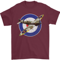 Spitfire MOD RAF WWII Fighter Plane British Mens T-Shirt Cotton Gildan Maroon