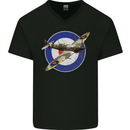 Spitfire MOD RAF WWII Fighter Plane British Mens V-Neck Cotton T-Shirt Black