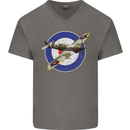 Spitfire MOD RAF WWII Fighter Plane British Mens V-Neck Cotton T-Shirt Charcoal