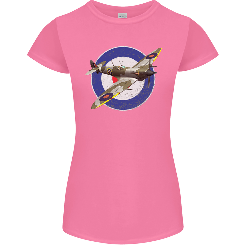 Spitfire MOD RAF WWII Fighter Plane British Womens Petite Cut T-Shirt Azalea