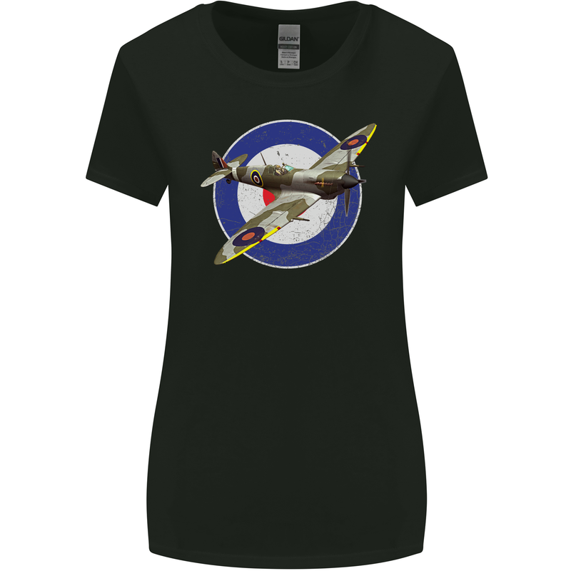 Spitfire MOD RAF WWII Fighter Plane British Womens Wider Cut T-Shirt Black