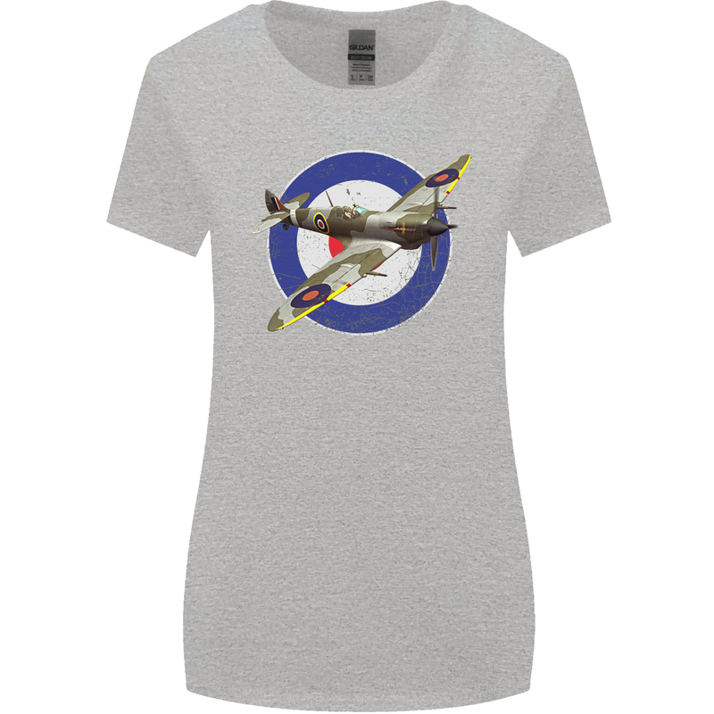 Spitfire MOD RAF WWII Fighter Plane British Womens Wider Cut T-Shirt Sports Grey