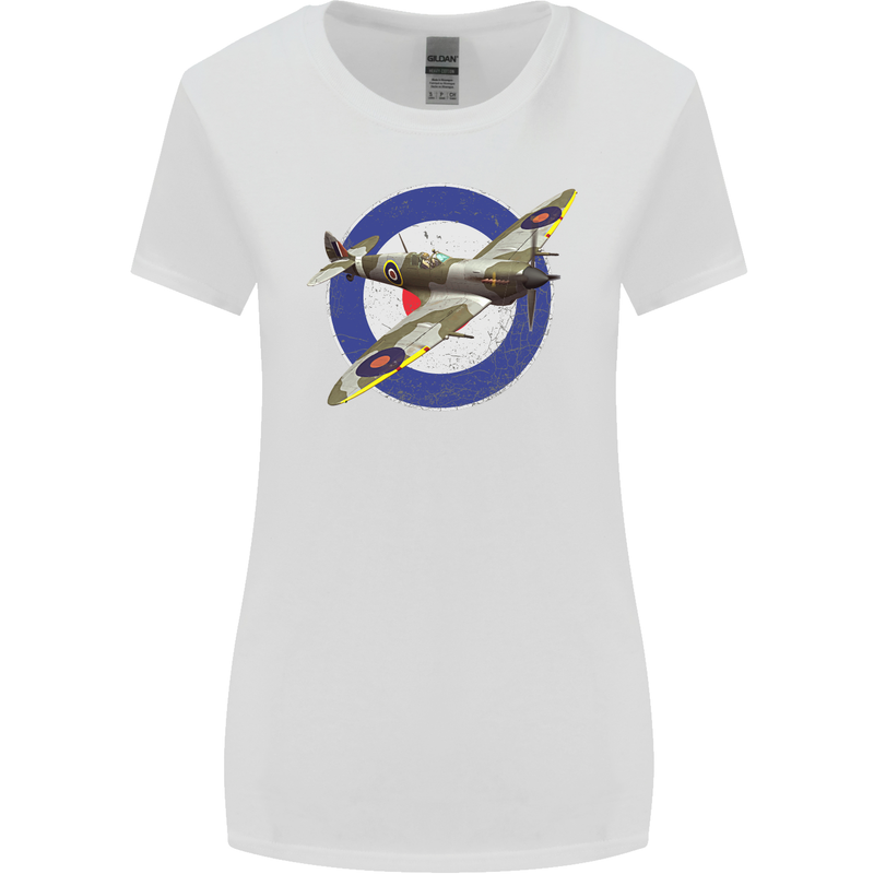 Spitfire MOD RAF WWII Fighter Plane British Womens Wider Cut T-Shirt White