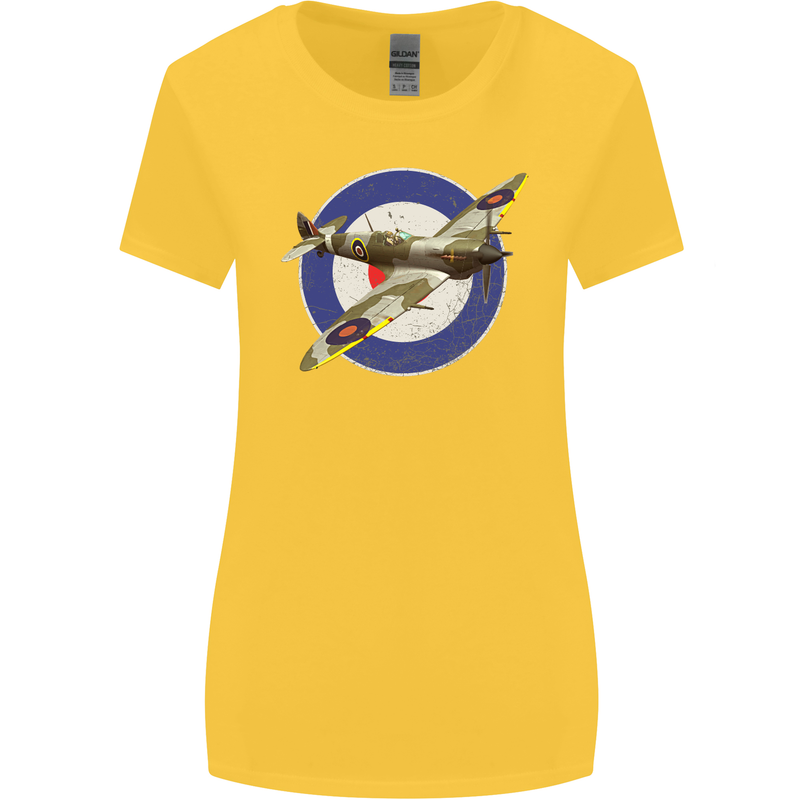 Spitfire MOD RAF WWII Fighter Plane British Womens Wider Cut T-Shirt Yellow