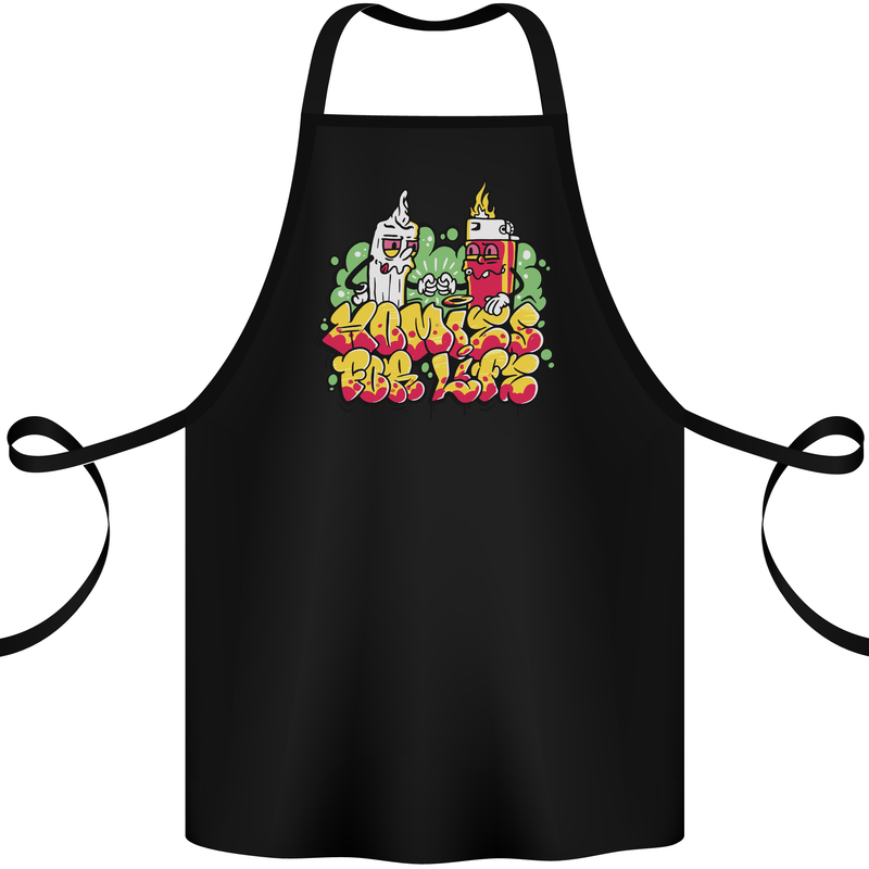 Spliff & Lighter Homies Funny Weed Cannabis Cotton Apron 100% Organic Black