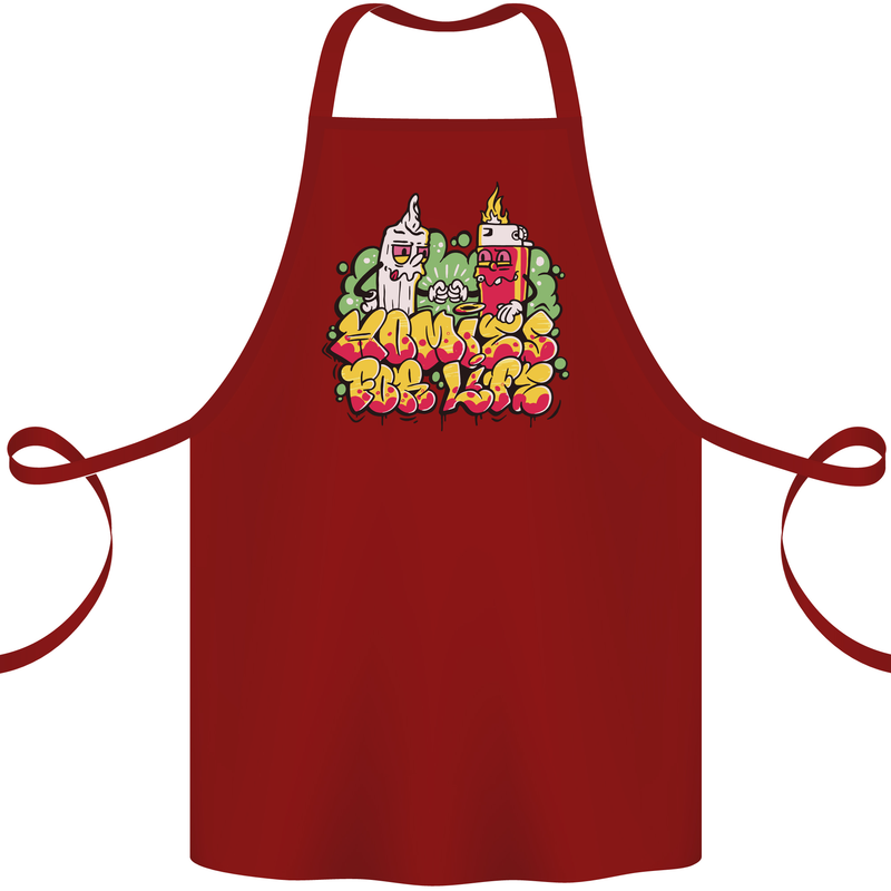 Spliff & Lighter Homies Funny Weed Cannabis Cotton Apron 100% Organic Maroon