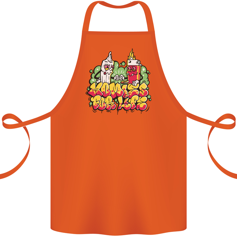 Spliff & Lighter Homies Funny Weed Cannabis Cotton Apron 100% Organic Orange