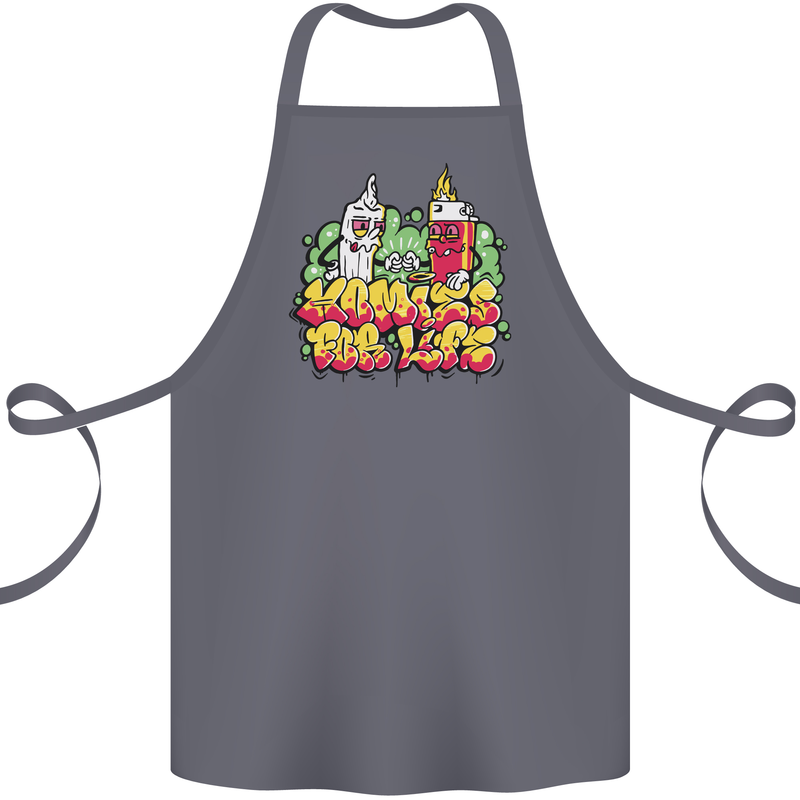 Spliff & Lighter Homies Funny Weed Cannabis Cotton Apron 100% Organic Steel