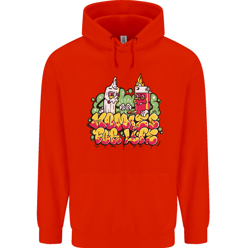 Spliff & Lighter Homies Funny Weed Cannabis Mens 80% Cotton Hoodie Bright Red