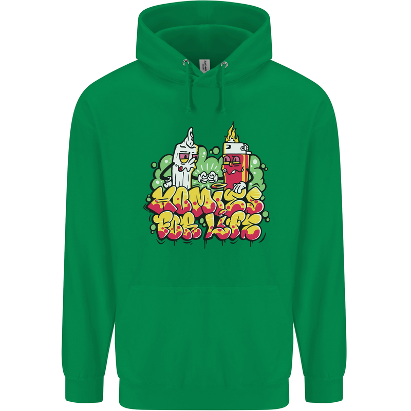 Spliff & Lighter Homies Funny Weed Cannabis Mens 80% Cotton Hoodie Irish Green