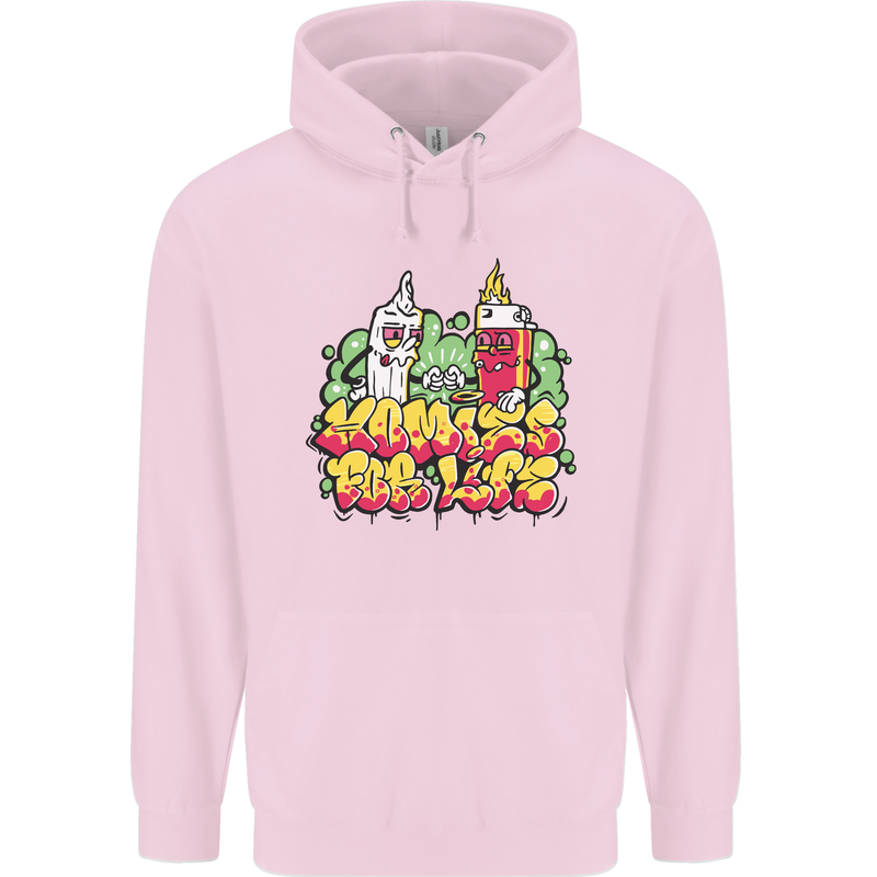 Spliff & Lighter Homies Funny Weed Cannabis Mens 80% Cotton Hoodie Light Pink