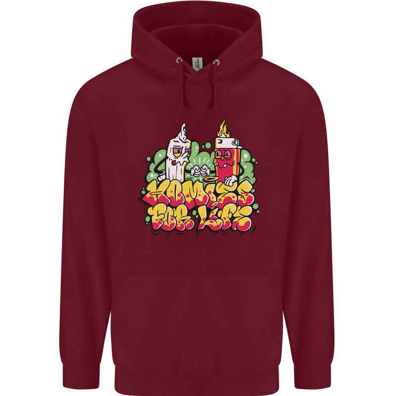 Spliff & Lighter Homies Funny Weed Cannabis Mens 80% Cotton Hoodie Maroon