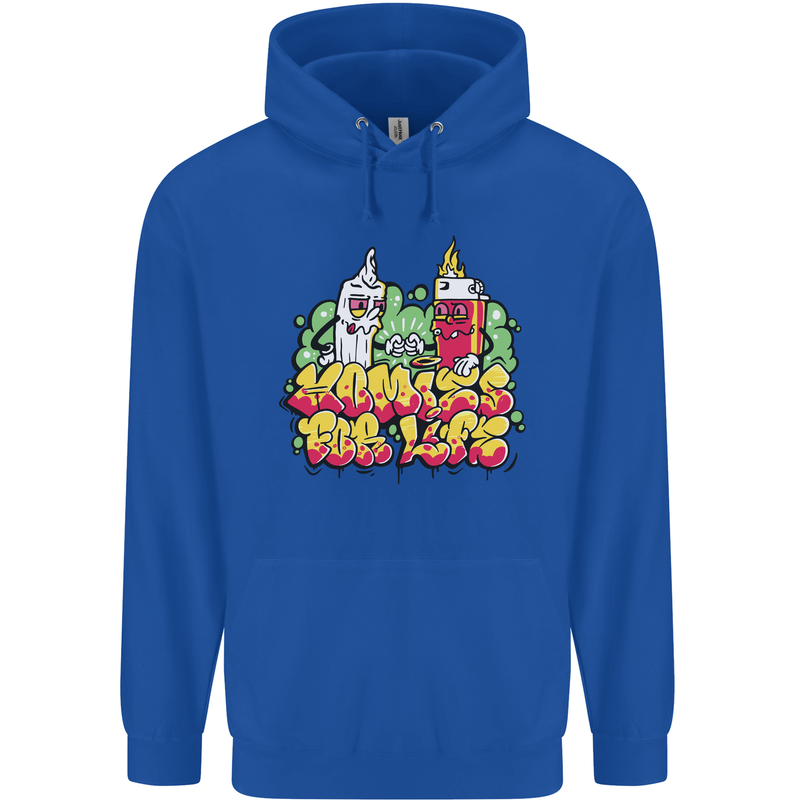 Spliff & Lighter Homies Funny Weed Cannabis Mens 80% Cotton Hoodie Royal Blue