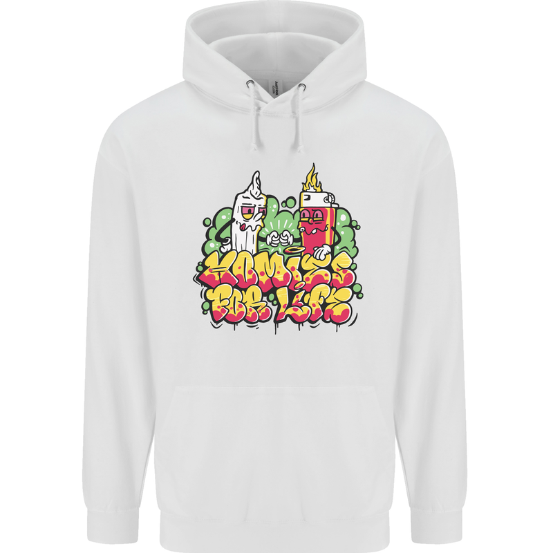 Spliff & Lighter Homies Funny Weed Cannabis Mens 80% Cotton Hoodie White