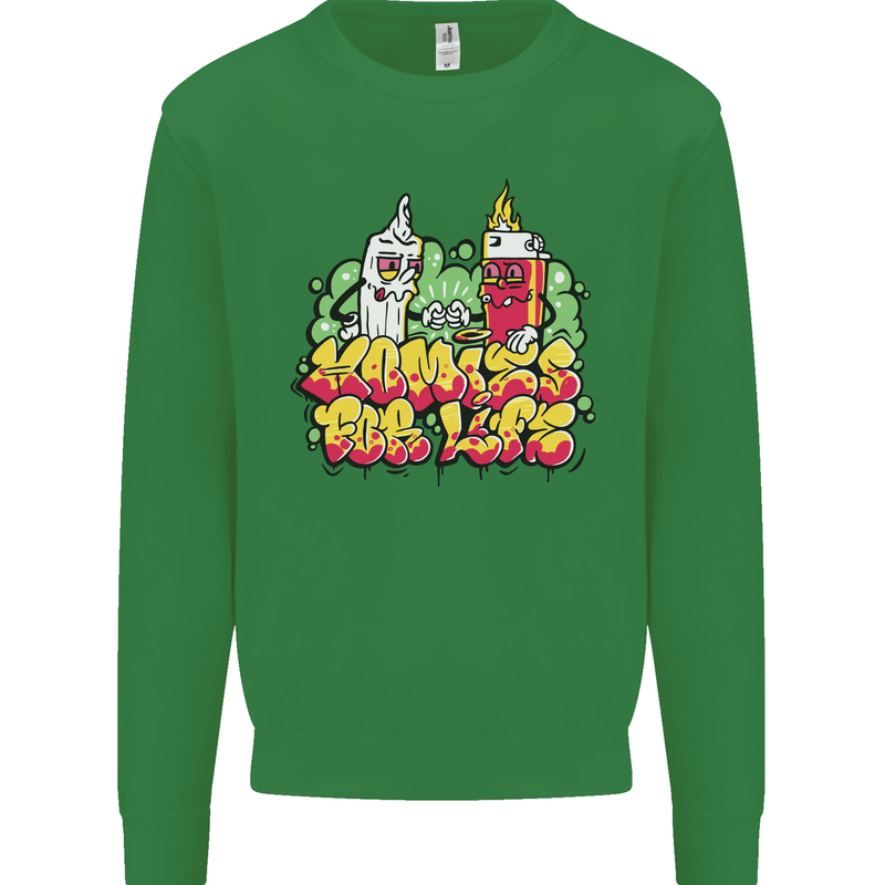 Spliff & Lighter Homies Funny Weed Cannabis Mens Sweatshirt Jumper Irish Green