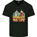 Spliff & Lighter Homies Funny Weed Cannabis Mens V-Neck Cotton T-Shirt Black
