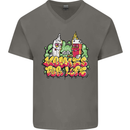Spliff & Lighter Homies Funny Weed Cannabis Mens V-Neck Cotton T-Shirt Charcoal
