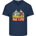 Spliff & Lighter Homies Funny Weed Cannabis Mens V-Neck Cotton T-Shirt Navy Blue