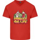 Spliff & Lighter Homies Funny Weed Cannabis Mens V-Neck Cotton T-Shirt Red