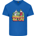 Spliff & Lighter Homies Funny Weed Cannabis Mens V-Neck Cotton T-Shirt Royal Blue