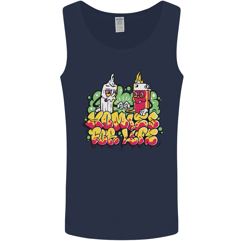 Spliff & Lighter Homies Funny Weed Cannabis Mens Vest Tank Top Navy Blue