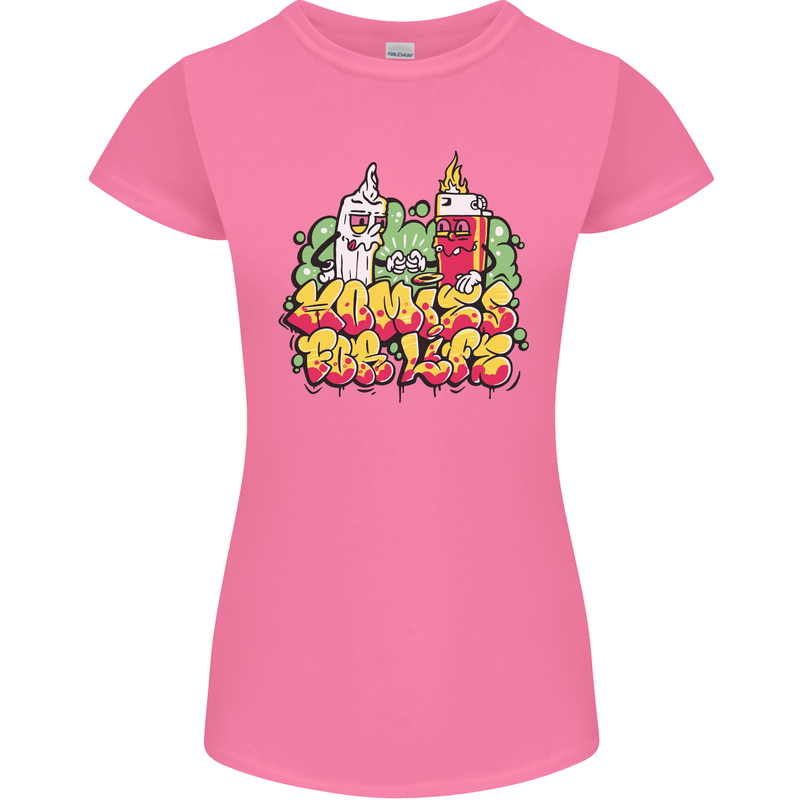 Spliff & Lighter Homies Funny Weed Cannabis Womens Petite Cut T-Shirt Azalea