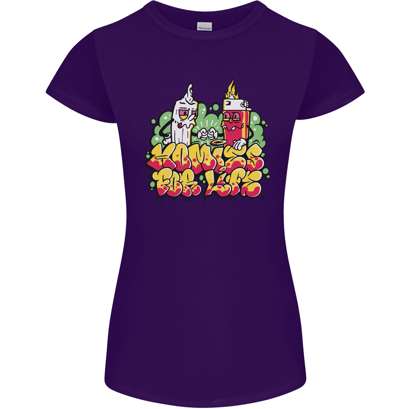 Spliff & Lighter Homies Funny Weed Cannabis Womens Petite Cut T-Shirt Purple