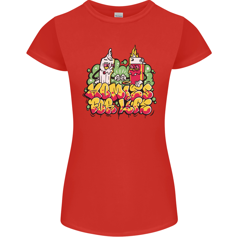 Spliff & Lighter Homies Funny Weed Cannabis Womens Petite Cut T-Shirt Red