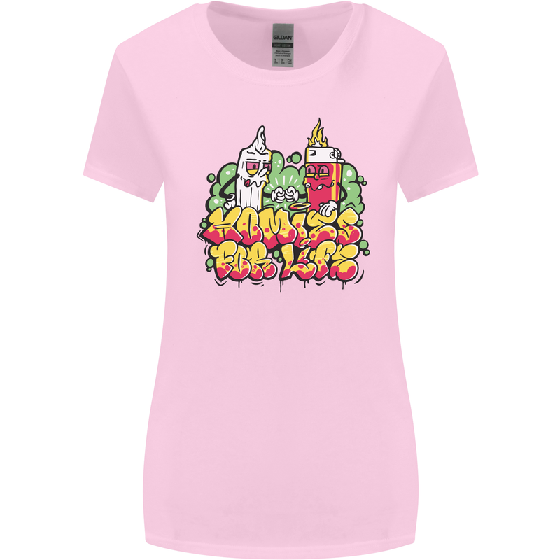 Spliff & Lighter Homies Funny Weed Cannabis Womens Wider Cut T-Shirt Light Pink