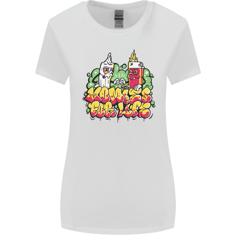 Spliff & Lighter Homies Funny Weed Cannabis Womens Wider Cut T-Shirt White