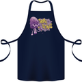 Spore Me the Details Funny Mushroom Cotton Apron 100% Organic Navy Blue