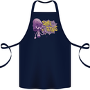Spore Me the Details Funny Mushroom Cotton Apron 100% Organic Navy Blue