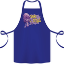 Spore Me the Details Funny Mushroom Cotton Apron 100% Organic Royal Blue